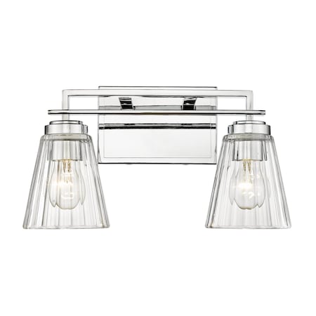 Z-Lite Lyna Vanity, 2-Light, 16 In.W x 6.5 In.L x 9 In.H, Chrome /Clear 823-2V-CH